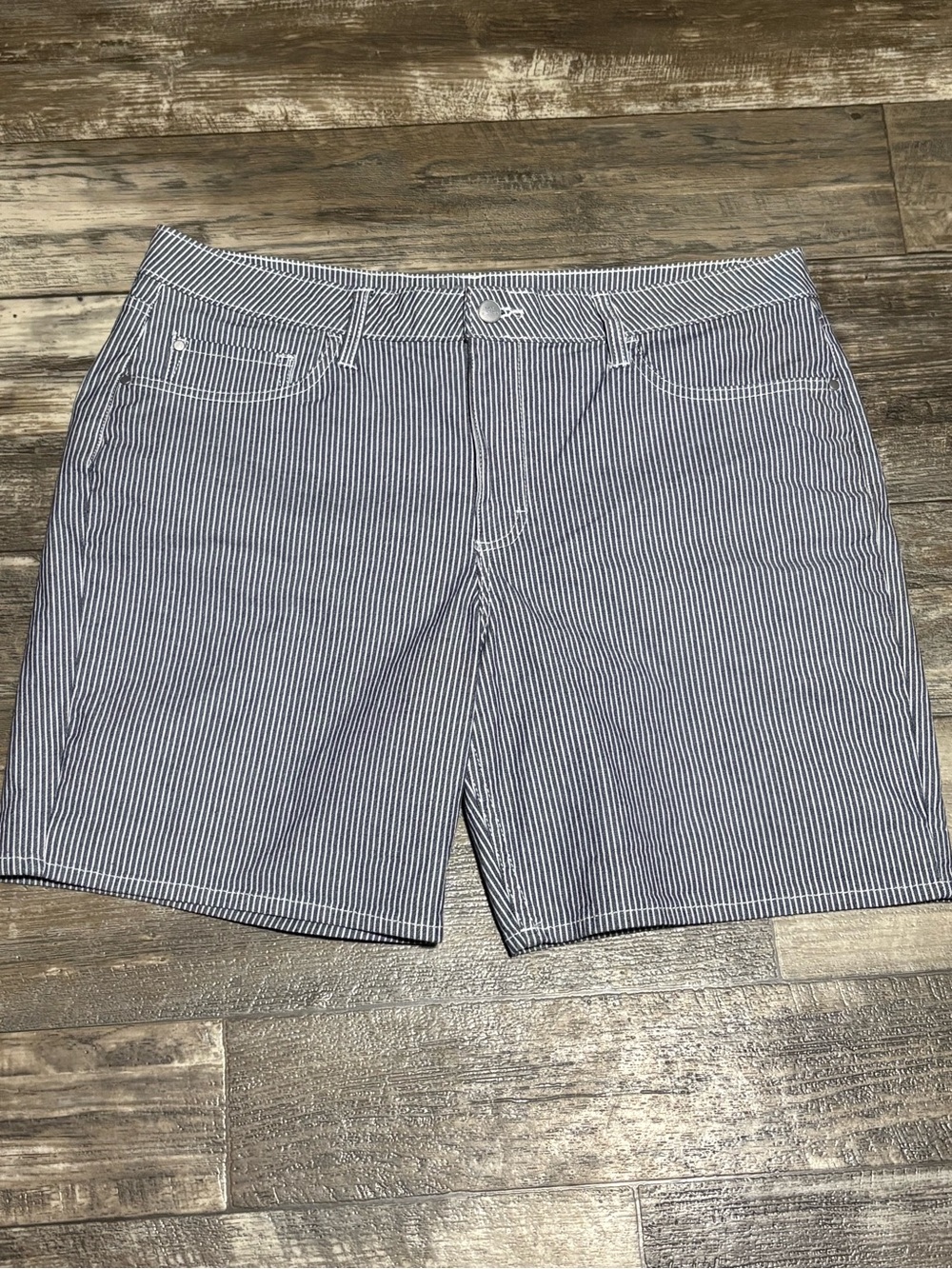 Riders by Lee Navy and White Striped Jean Shorts